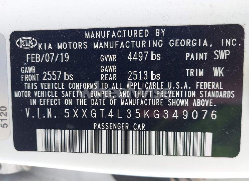 Photo 9 of 2019 Kia Optima LX (VIN 5XXGT4L35KG349076)