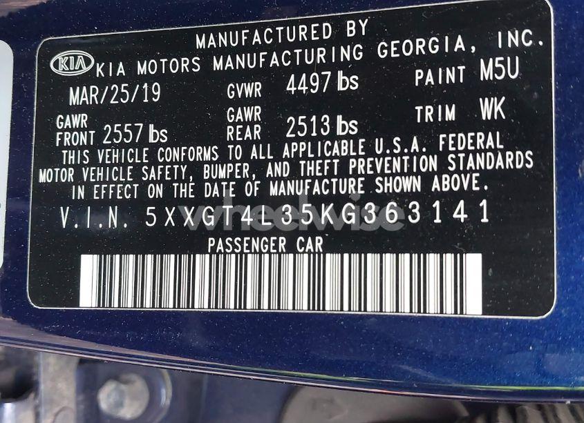 Photo 9 of 2019 Kia Optima LX (VIN 5XXGT4L35KG363141)