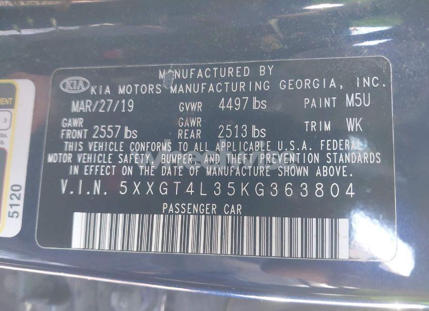 Photo 9 of 2019 Kia Optima LX (VIN 5XXGT4L35KG363804)