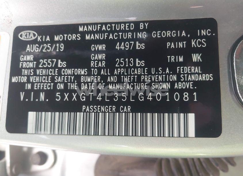 Photo 9 of 2020 Kia Optima LX (VIN 5XXGT4L35LG401081)