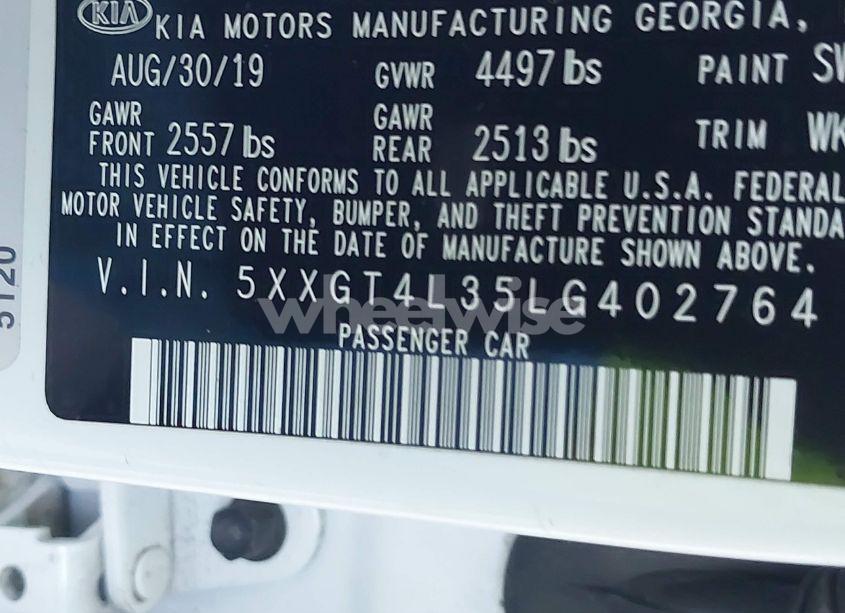 Photo 9 of 2020 Kia Optima LX (VIN 5XXGT4L35LG402764)