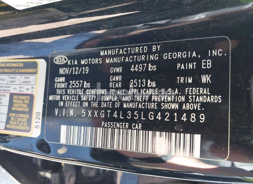 Photo 9 of 2020 Kia Optima LX (VIN 5XXGT4L35LG421489)