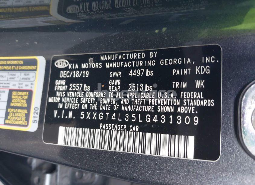 Photo 9 of 2020 Kia Optima LX (VIN 5XXGT4L35LG431309)