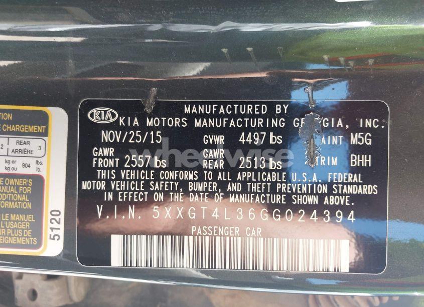 Photo 9 of 2016 Kia Optima LX (VIN 5XXGT4L36GG024394)