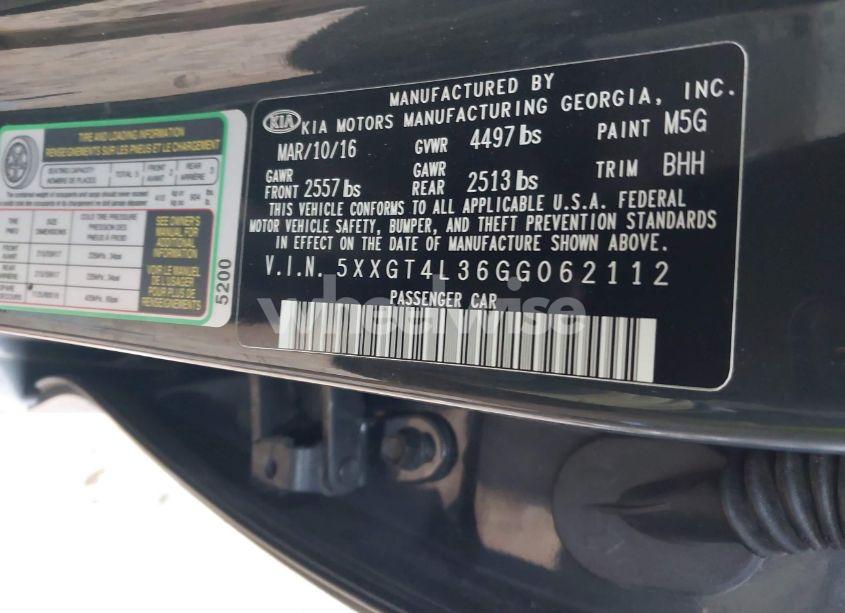 Photo 9 of 2016 Kia Optima LX (VIN 5XXGT4L36GG062112)