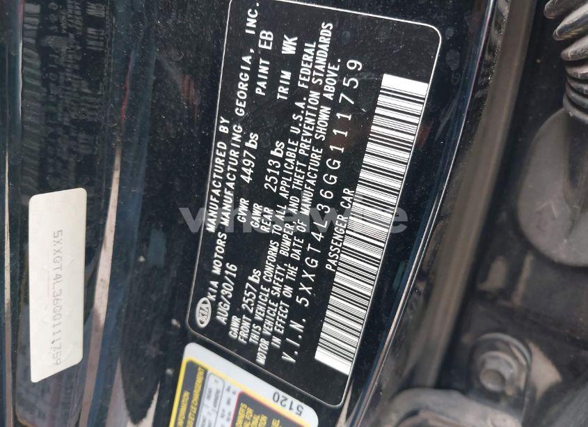 Photo 9 of 2016 Kia Optima LX (VIN 5XXGT4L36GG111759)