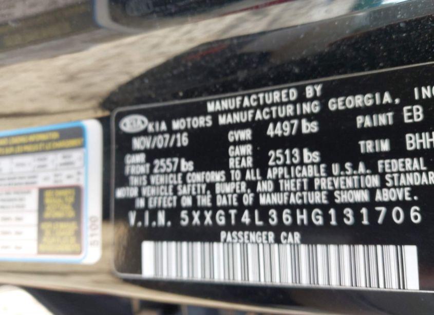 Photo 9 of 2017 Kia Optima LX (VIN 5XXGT4L36HG131706)