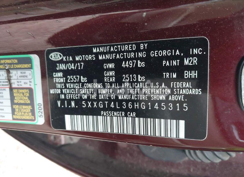 Photo 9 of 2017 Kia Optima LX (VIN 5XXGT4L36HG145315)