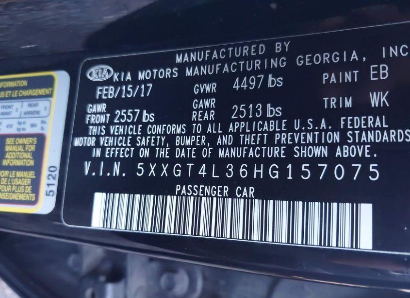 Photo 9 of 2017 Kia Optima LX (VIN 5XXGT4L36HG157075)