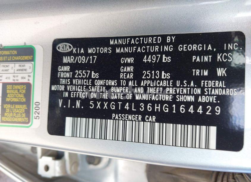 Photo 9 of 2017 Kia Optima LX (VIN 5XXGT4L36HG164429)