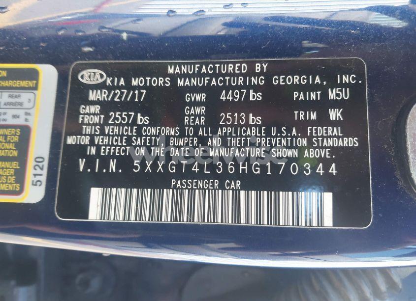 Photo 9 of 2017 Kia Optima LX (VIN 5XXGT4L36HG170344)