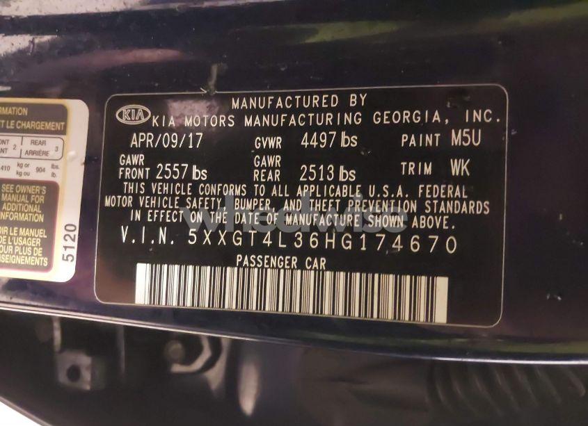 Photo 9 of 2017 Kia Optima LX (VIN 5XXGT4L36HG174670)