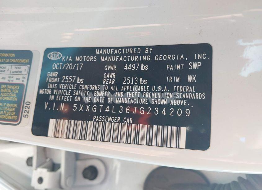 Photo 9 of 2018 Kia Optima S (VIN 5XXGT4L36JG234209)