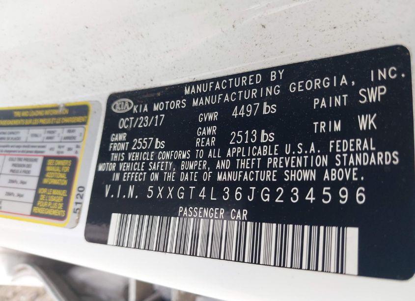 Photo 9 of 2018 Kia Optima LX (VIN 5XXGT4L36JG234596)