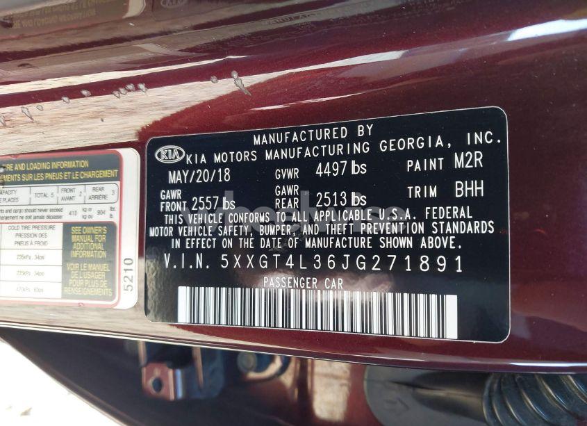 Photo 9 of 2018 Kia Optima LX (VIN 5XXGT4L36JG271891)