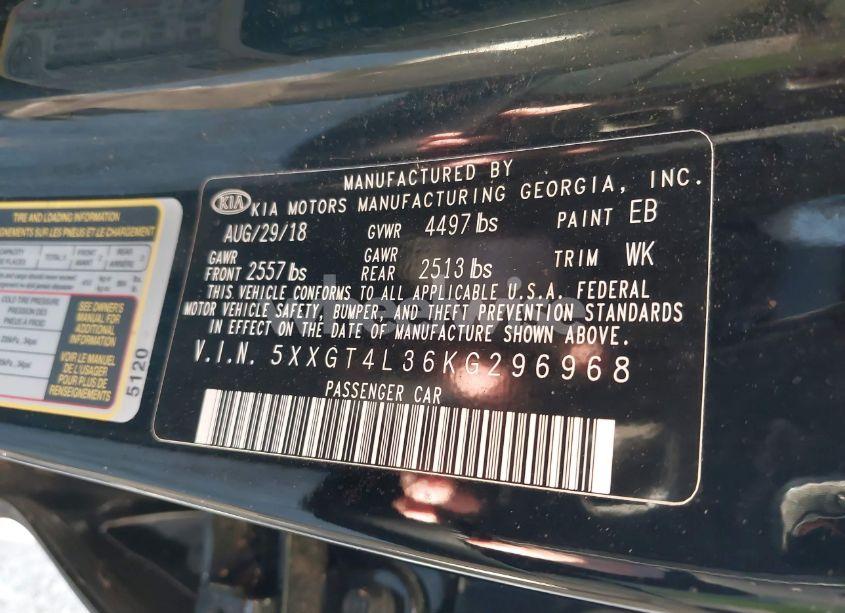 Photo 9 of 2019 Kia Optima LX (VIN 5XXGT4L36KG296968)