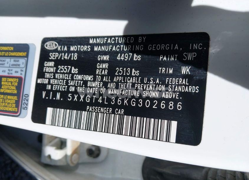 Photo 9 of 2019 Kia Optima LX (VIN 5XXGT4L36KG302686)