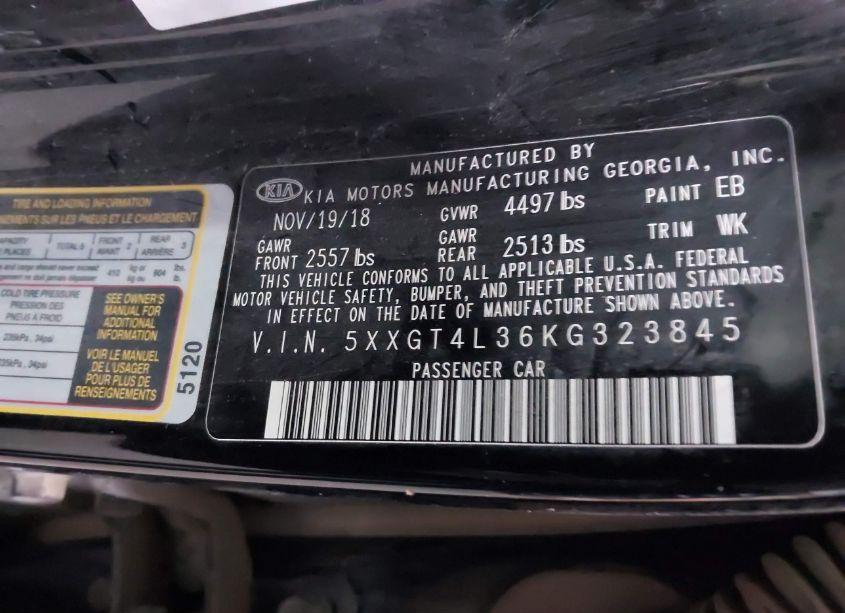 Photo 9 of 2019 Kia Optima LX (VIN 5XXGT4L36KG323845)