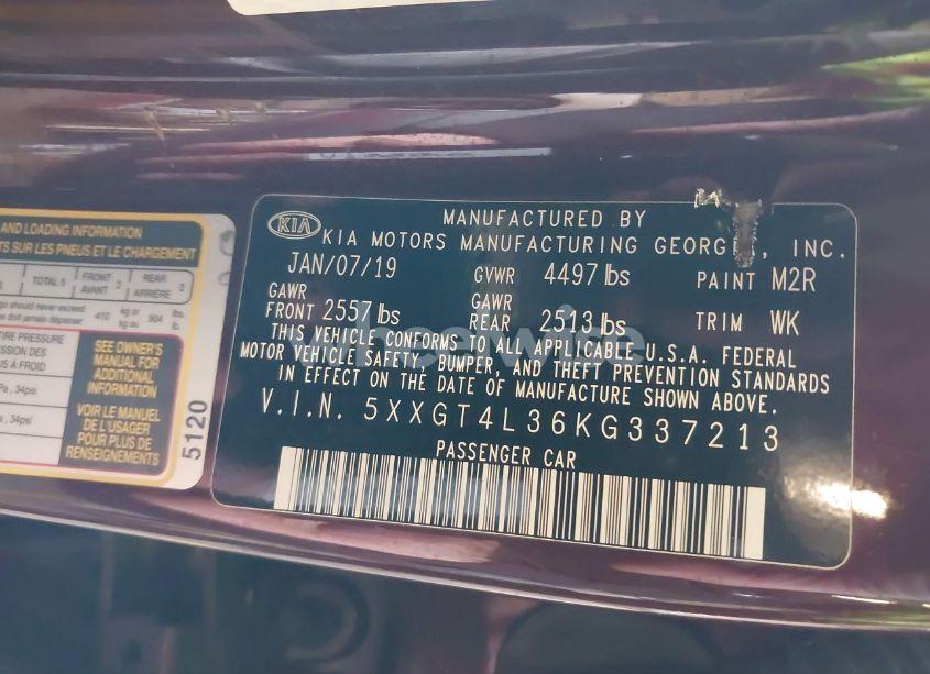 Photo 9 of 2019 Kia Optima LX (VIN 5XXGT4L36KG337213)