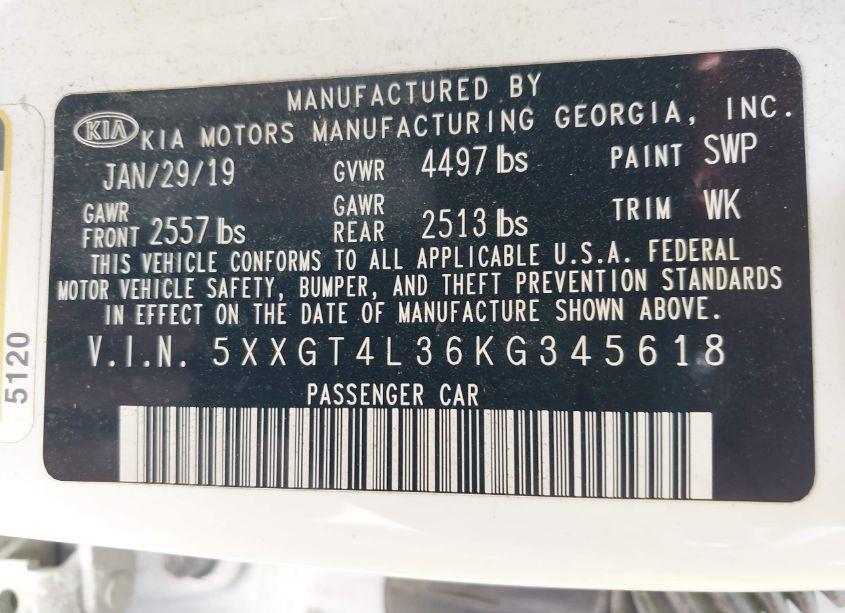 Photo 9 of 2019 Kia Optima LX (VIN 5XXGT4L36KG345618)