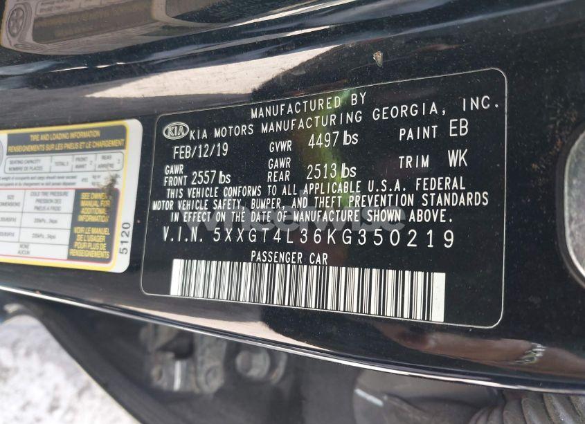 Photo 9 of 2019 Kia Optima LX (VIN 5XXGT4L36KG350219)