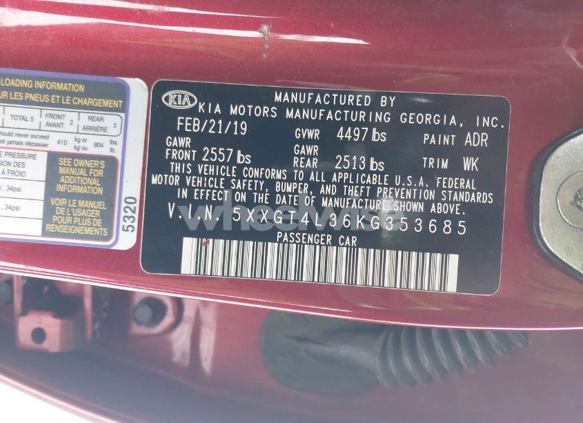 Photo 9 of 2019 Kia Optima S (VIN 5XXGT4L36KG353685)