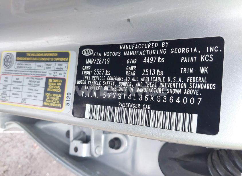 Photo 9 of 2019 Kia Optima LX (VIN 5XXGT4L36KG364007)