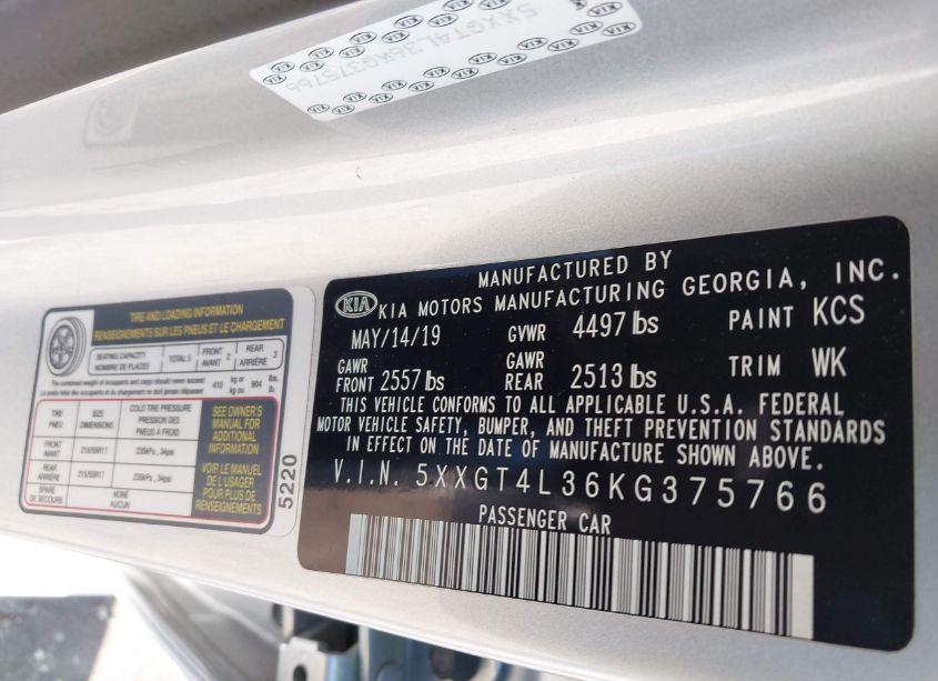 Photo 9 of 2019 Kia Optima LX (VIN 5XXGT4L36KG375766)