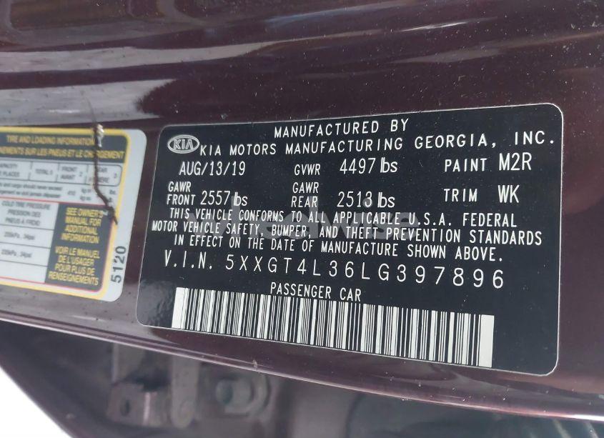 Photo 9 of 2020 Kia Optima LX (VIN 5XXGT4L36LG397896)