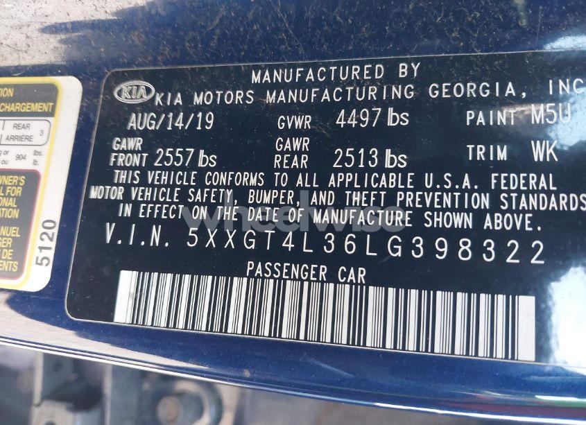 Photo 9 of 2020 Kia Optima LX (VIN 5XXGT4L36LG398322)