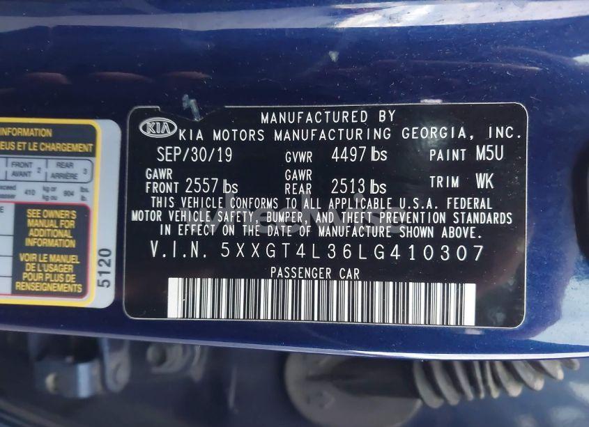 Photo 9 of 2020 Kia Optima LX (VIN 5XXGT4L36LG410307)