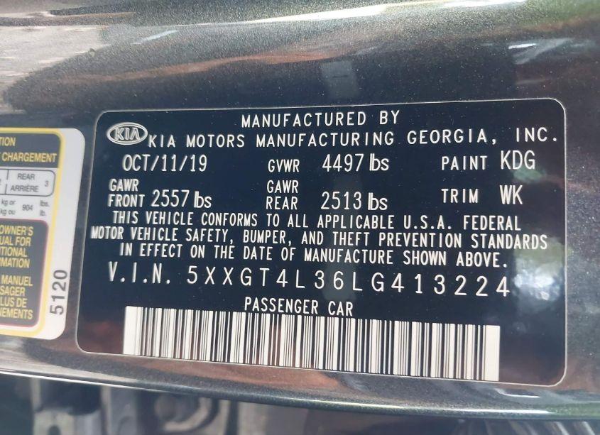 Photo 9 of 2020 Kia Optima LX (VIN 5XXGT4L36LG413224)