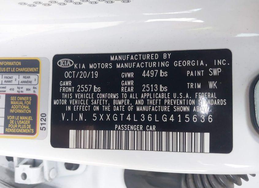 Photo 9 of 2020 Kia Optima LX (VIN 5XXGT4L36LG415636)