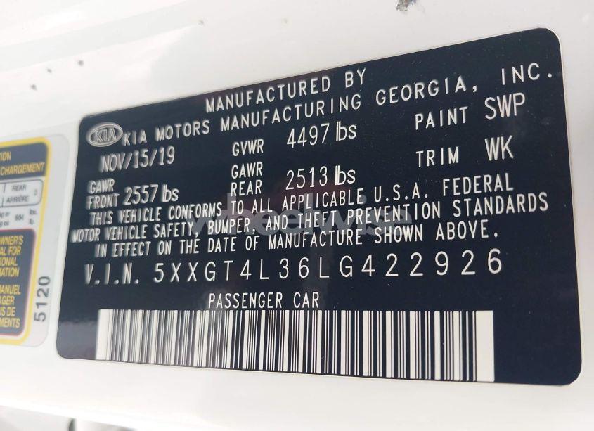 Photo 9 of 2020 Kia Optima LX (VIN 5XXGT4L36LG422926)