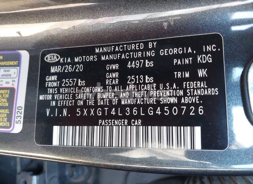 Photo 9 of 2020 Kia Optima SE (VIN 5XXGT4L36LG450726)