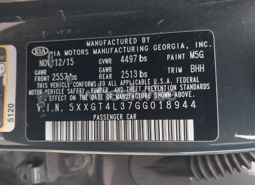 Photo 9 of 2016 Kia Optima LX (VIN 5XXGT4L37GG018944)