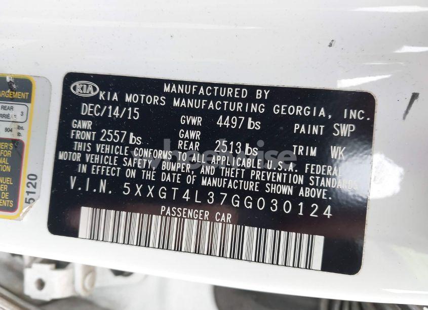 Photo 9 of 2016 Kia Optima LX (VIN 5XXGT4L37GG030124)