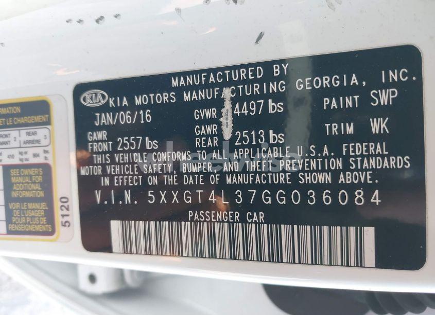 Photo 9 of 2016 Kia Optima LX (VIN 5XXGT4L37GG036084)