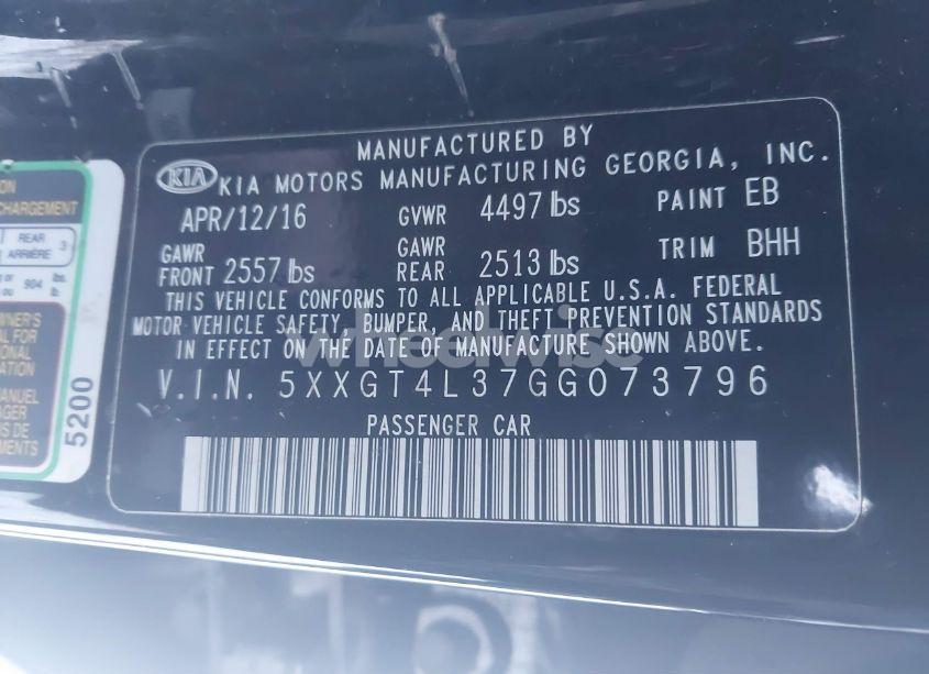 Photo 9 of 2016 Kia Optima LX (VIN 5XXGT4L37GG073796)