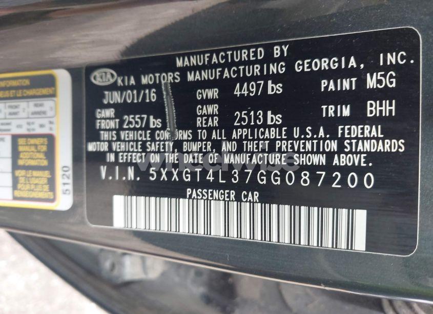 Photo 9 of 2016 Kia Optima LX (VIN 5XXGT4L37GG087200)