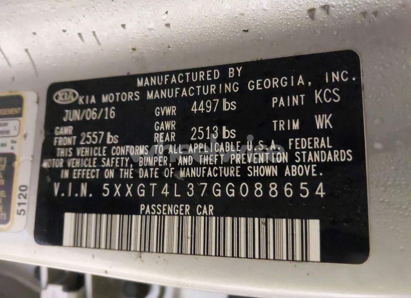 Photo 9 of 2016 Kia Optima LX (VIN 5XXGT4L37GG088654)