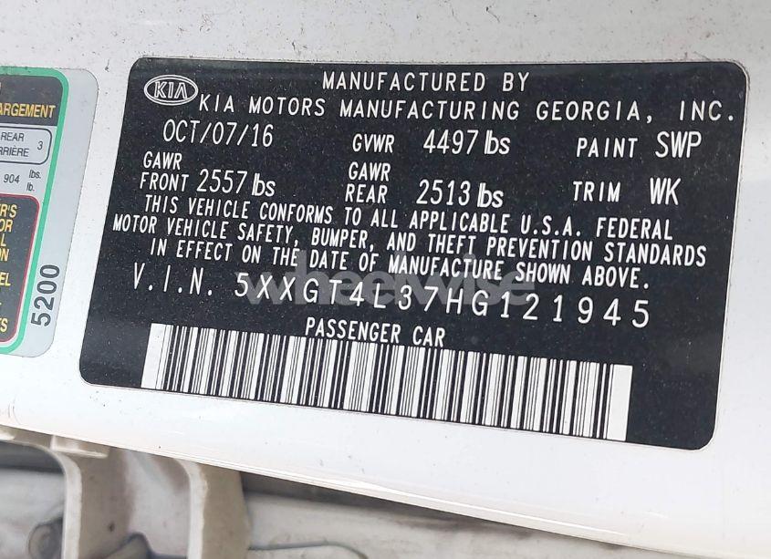 Photo 9 of 2017 Kia Optima LX (VIN 5XXGT4L37HG121945)