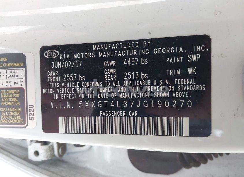 Photo 9 of 2018 Kia Optima S (VIN 5XXGT4L37JG190270)