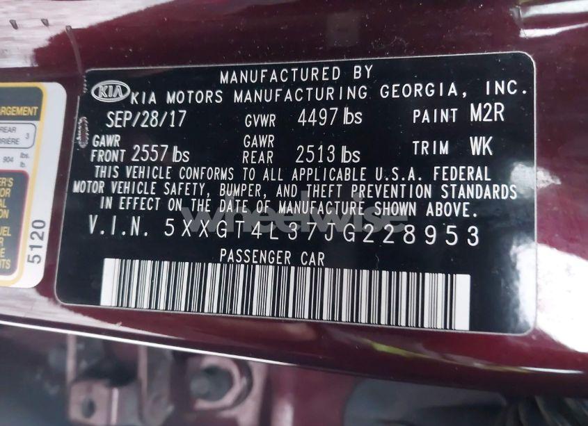 Photo 9 of 2018 Kia Optima LX (VIN 5XXGT4L37JG228953)