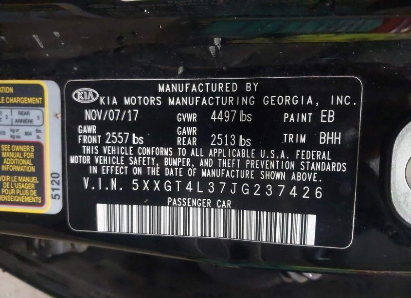 Photo 9 of 2018 Kia Optima LX (VIN 5XXGT4L37JG237426)