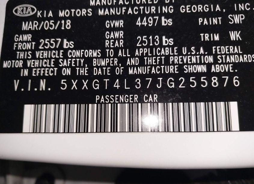 Photo 9 of 2018 Kia Optima S (VIN 5XXGT4L37JG255876)