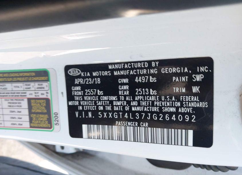 Photo 9 of 2018 Kia Optima LX (VIN 5XXGT4L37JG264092)