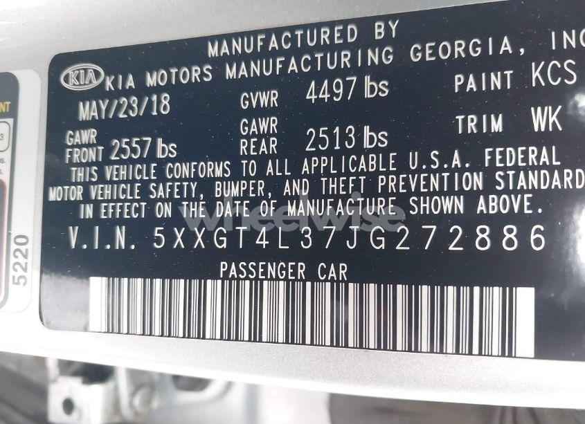 Photo 9 of 2018 Kia Optima LX (VIN 5XXGT4L37JG272886)