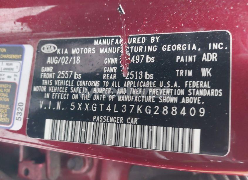 Photo 9 of 2019 Kia Optima S (VIN 5XXGT4L37KG288409)