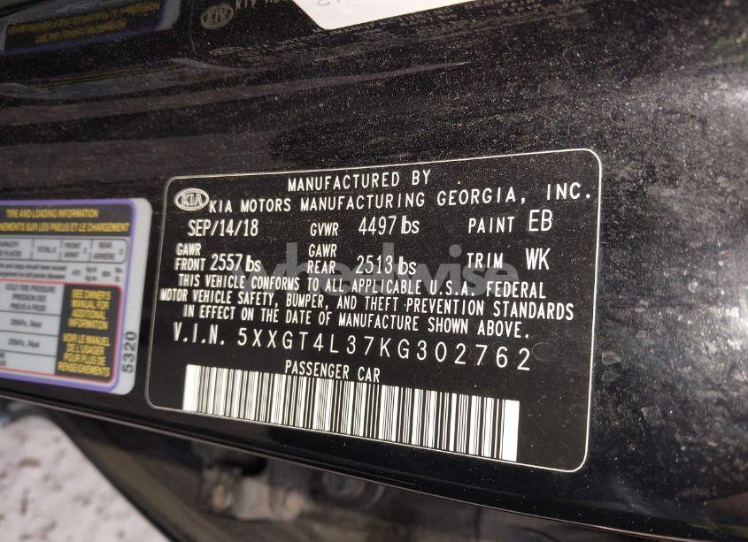 Photo 9 of 2019 Kia Optima S (VIN 5XXGT4L37KG302762)